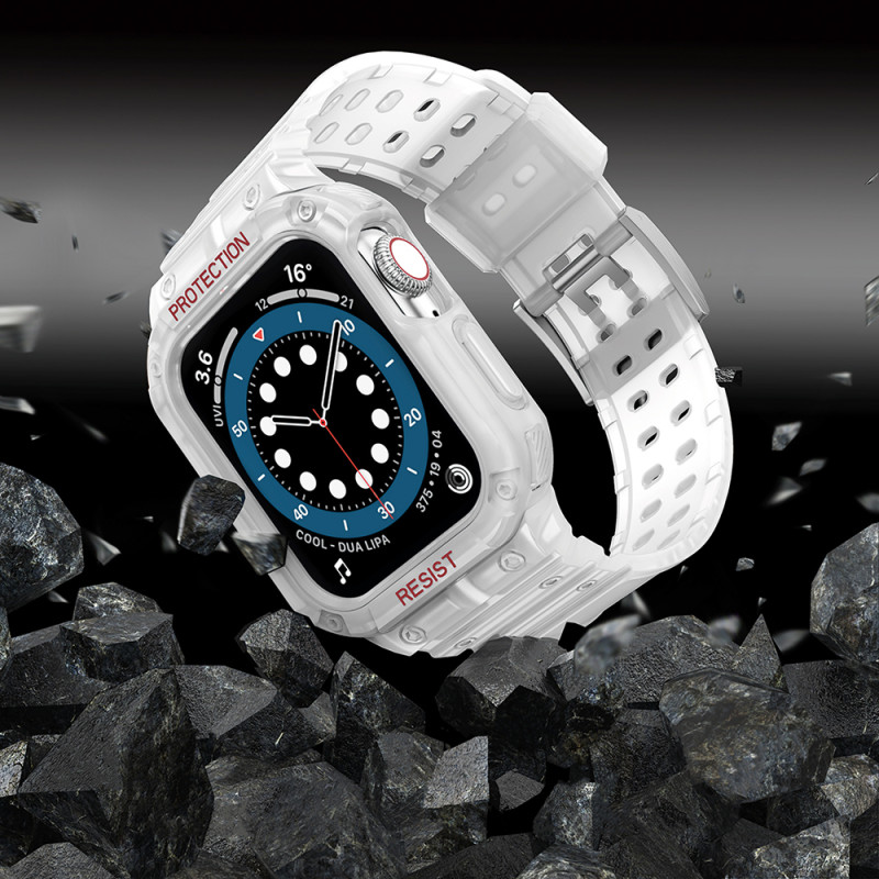 Apsaugokite dirželio juostą su dėklu Apple Watch 7 / 6 / 5 / 4 / 3 / 2 / SE (41 / 40 / 38 mm) dėklas, šarvuotas laikrodž...