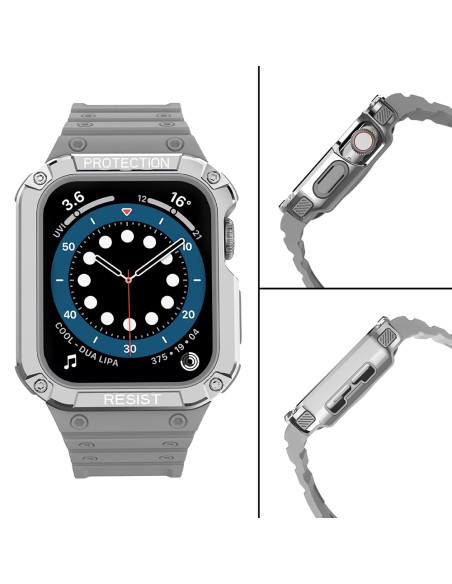 Apsauginė dirželio juostelė su dėklu Apple Watch 7/ 6/ 5/ 4/ 3/ 2/ SE (41/ 40/ 38mm) Šarvuoto laikrodžio dėklas, pilkas ... Apsauginė dirželio juostelė su dėklu Apple Watch 7/ 6/ 5/ 4/ 3/ 2/ SE (41/ 40/ 38mm) Šarvuoto laikrodžio dėklas, pilkas ...