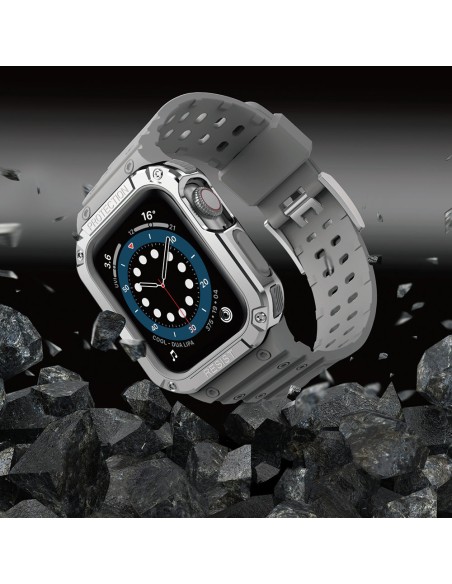 Apsauginė dirželio juostelė su dėklu Apple Watch 7/ 6/ 5/ 4/ 3/ 2/ SE (41/ 40/ 38mm) Šarvuoto laikrodžio dėklas, pilkas ... Apsauginė dirželio juostelė su dėklu Apple Watch 7/ 6/ 5/ 4/ 3/ 2/ SE (41/ 40/ 38mm) Šarvuoto laikrodžio dėklas, pilkas ...