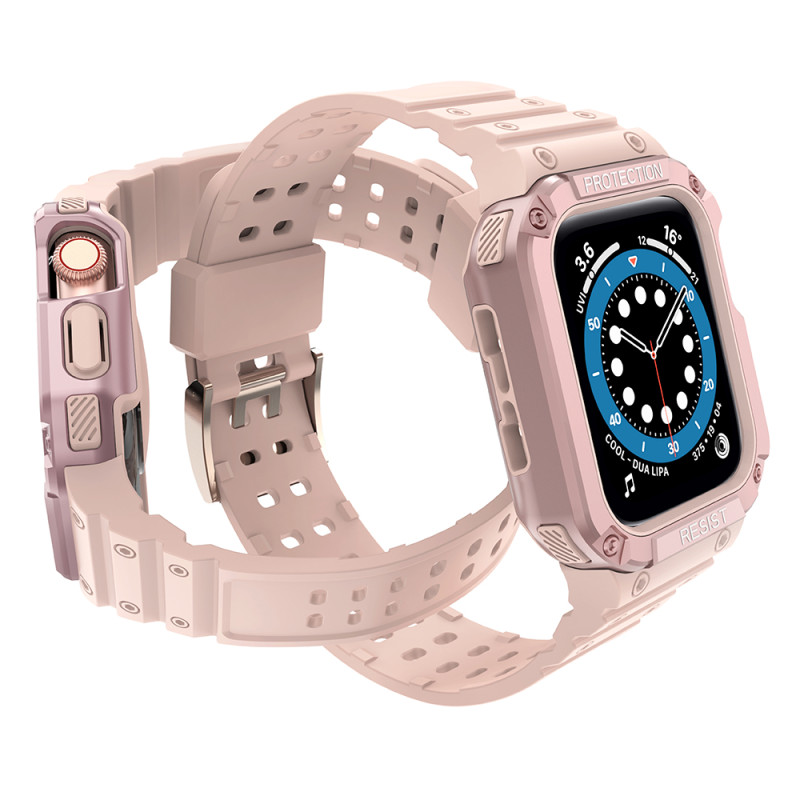 Apsaugokite dirželio juostą su dėklu Apple Watch 7 / 6 / 5 / 4 / 3 / 2 / SE (41 / 40 / 38 mm) dėklas, šarvuotas laikrodž...