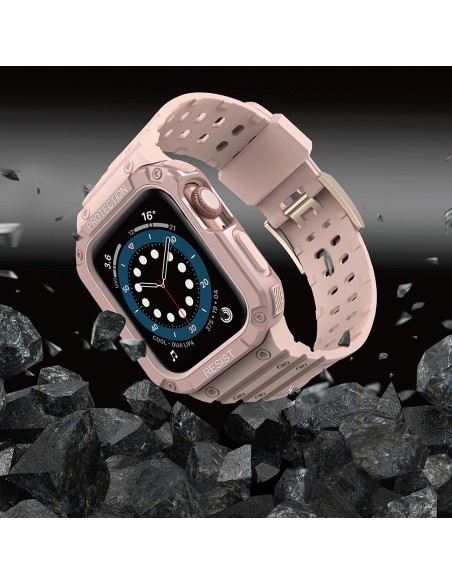 Apsaugokite dirželio juostą su dėklu Apple Watch 7 / 6 / 5 / 4 / 3 / 2 / SE (41 / 40 / 38 mm) dėklas, šarvuotas laikrodž...