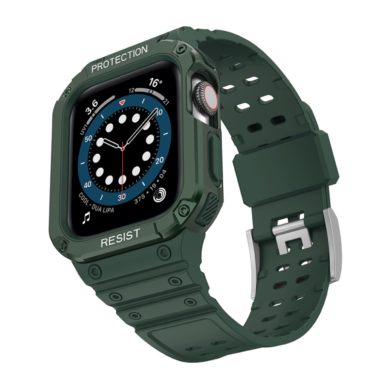 Apsaugokite dirželio apyrankę su dėklu, skirtu Apple Watch 7/ 6/ 5/ 4/ 3/ 2/ SE (41/ 40/ 38 mm) dėklas, šarvuotas laikro...