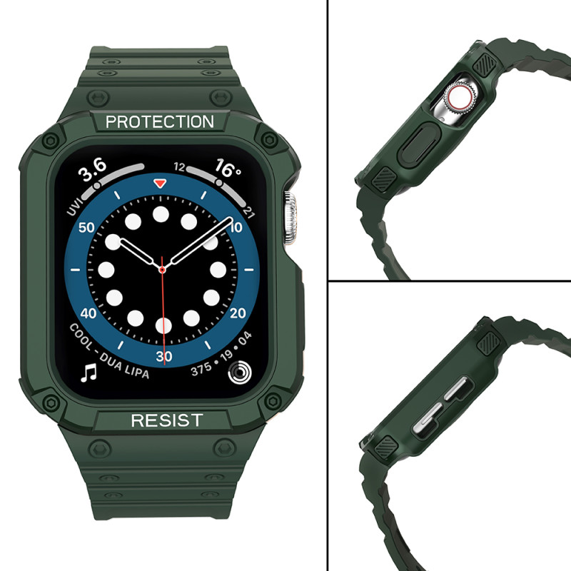 Apsaugokite dirželio apyrankę su dėklu, skirtu Apple Watch 7/ 6/ 5/ 4/ 3/ 2/ SE (41/ 40/ 38 mm) dėklas, šarvuotas laikro...