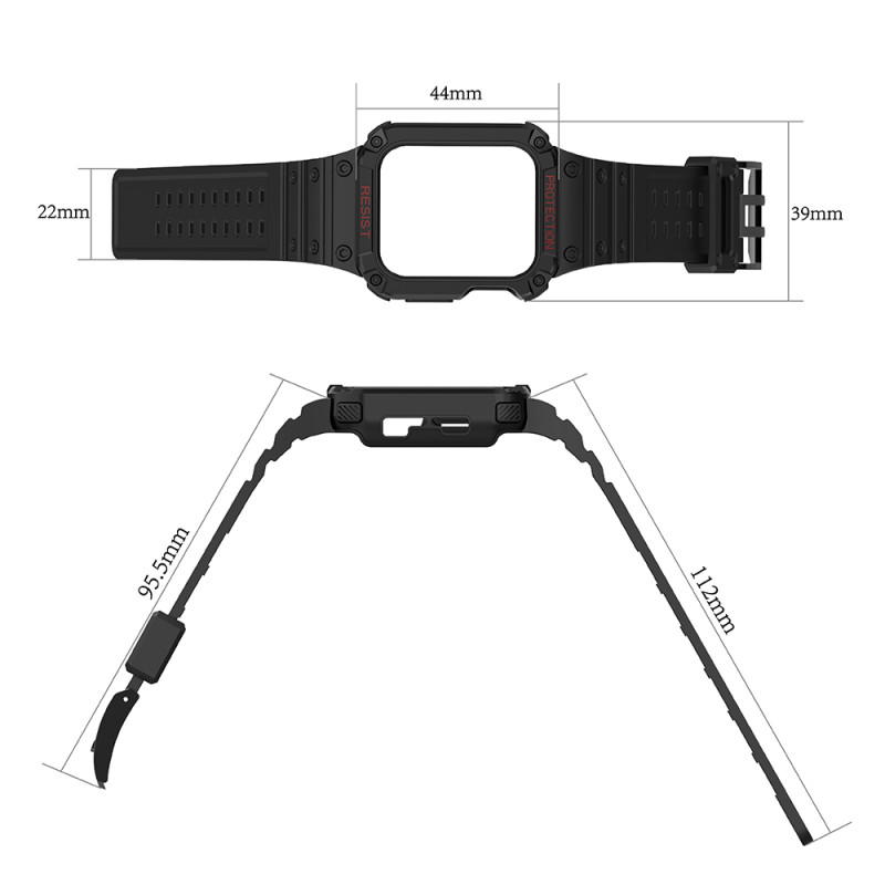 Apsaugokite dirželio apyrankę su dėklu, skirtu Apple Watch 7/ 6/ 5/ 4/ 3/ 2/ SE (41/ 40/ 38 mm) dėklas, šarvuotas laikro...
