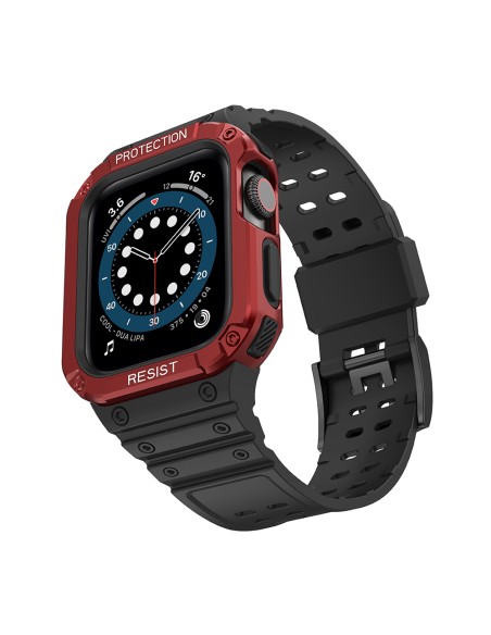 Apsaugokite dirželio juostą su dėklu Apple Watch 7 / 6 / 5 / 4 / 3 / 2 / SE (45 / 44 / 42 mm) dėklas, šarvuotas laikrodž...