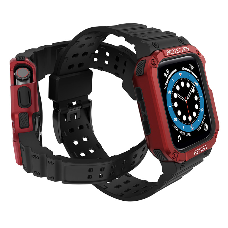 Apsaugokite dirželio juostą su dėklu Apple Watch 7 / 6 / 5 / 4 / 3 / 2 / SE (45 / 44 / 42 mm) dėklas, šarvuotas laikrodž...