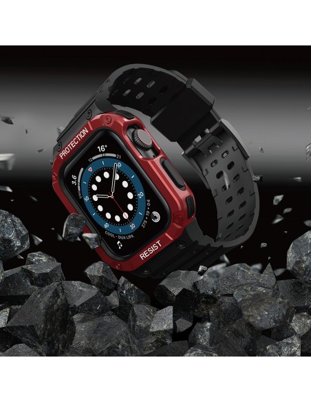 Apsaugokite dirželio juostą su dėklu Apple Watch 7 / 6 / 5 / 4 / 3 / 2 / SE (45 / 44 / 42 mm) dėklas, šarvuotas laikrodž...