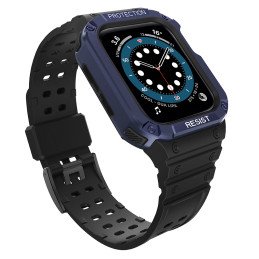 Apsauginė dirželio juosta su dėklu Apple Watch 7/ 6/ 5/ 4/ 3/ 2/ SE (45/ 44/ 42mm) Šarvuoto laikrodžio dėklas juodas/ mė...