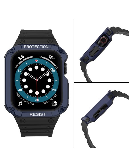 Apsauginė dirželio juosta su dėklu Apple Watch 7/ 6/ 5/ 4/ 3/ 2/ SE (45/ 44/ 42mm) Šarvuoto laikrodžio dėklas juodas/ mė...