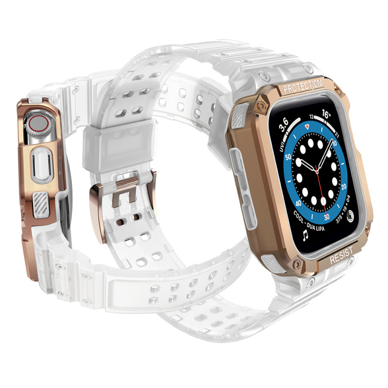 Apsaugokite dirželio juostą su dėklu Apple Watch 7/ 6/ 5/ 4/ 3/ 2/ SE (45/ 44/ 42mm) Šarvuotas laikrodžio dangtelis, ska...