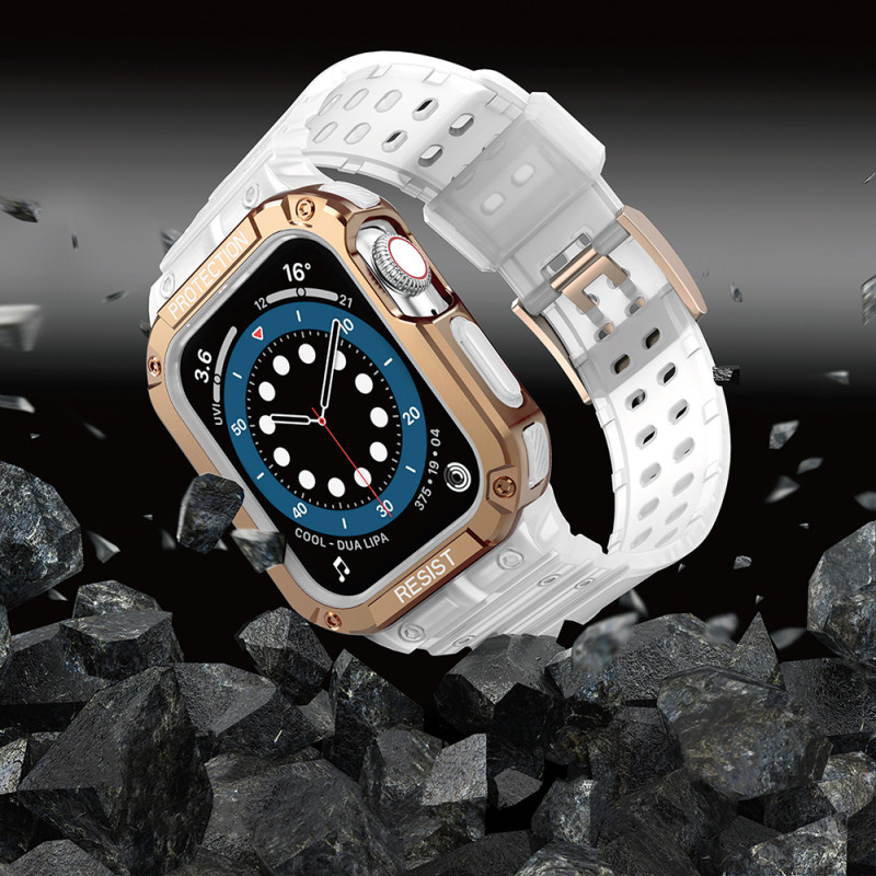 Apsaugokite dirželio juostą su dėklu Apple Watch 7/ 6/ 5/ 4/ 3/ 2/ SE (45/ 44/ 42mm) Šarvuotas laikrodžio dangtelis, ska...