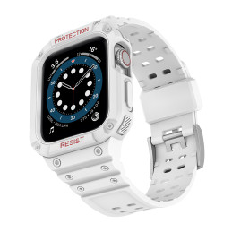 Apsauginė dirželio juosta su dėklu Apple Watch 7/ 6/ 5/ 4/ 3/ 2/ SE (45/ 44/ 42mm) dėklas, šarvuotas laikrodžio dangteli...