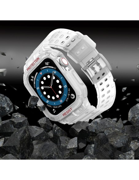 Apsaugokite dirželio juostą su dėklu Apple Watch 7 / 6 / 5 / 4 / 3 / 2 / SE (45 / 44 / 42 mm) dėklas, šarvuotas laikrodž...