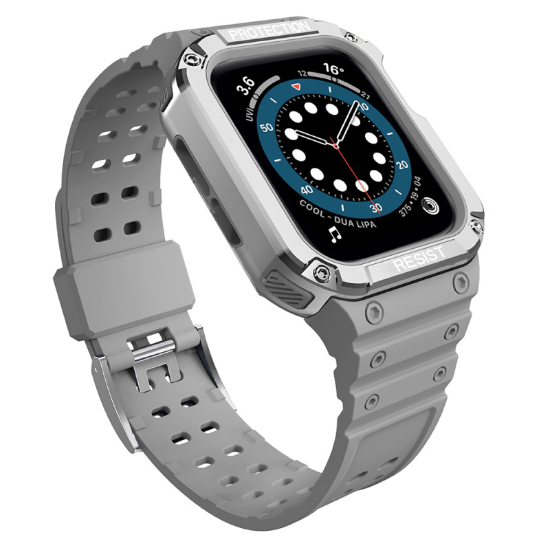 Apsaugokite dirželio juostą su dėklu, skirtu Apple Watch 7/ 6/ 5/ 4/ 3/ 2/ SE (45/ 44/ 42 mm) dėklas, šarvuotas laikrodž...