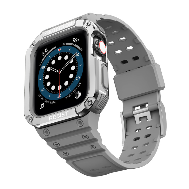 Apsaugokite dirželio juostą su dėklu, skirtu Apple Watch 7/ 6/ 5/ 4/ 3/ 2/ SE (45/ 44/ 42 mm) dėklas, šarvuotas laikrodž...