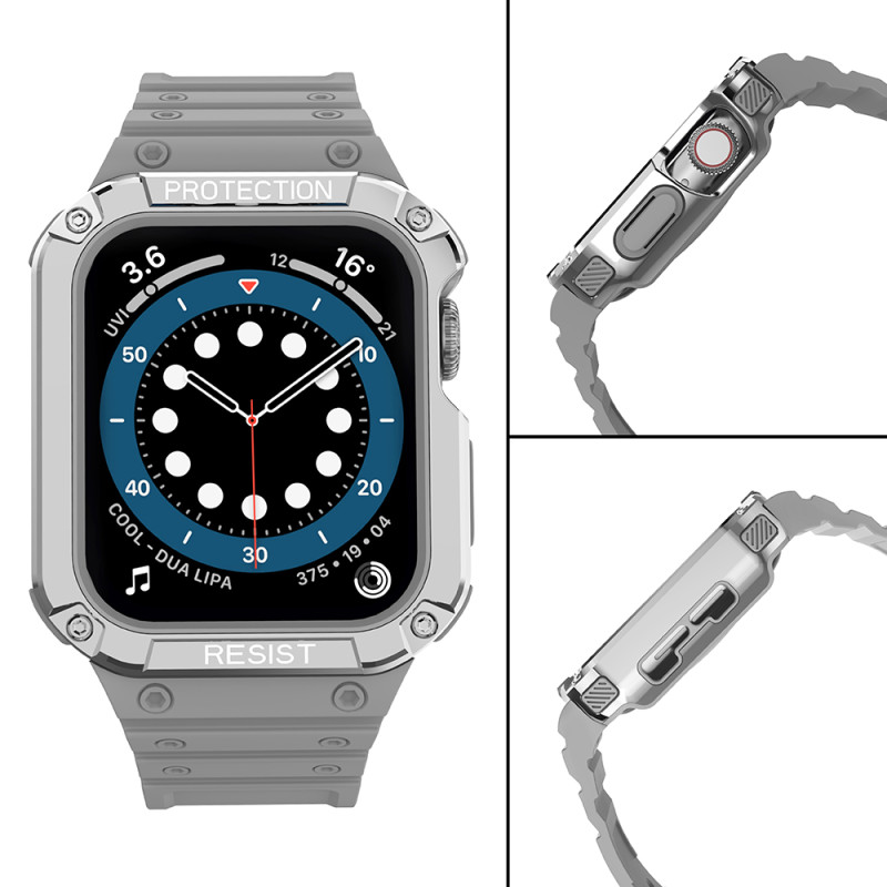 Apsaugokite dirželio juostą su dėklu, skirtu Apple Watch 7/ 6/ 5/ 4/ 3/ 2/ SE (45/ 44/ 42 mm) dėklas, šarvuotas laikrodž...