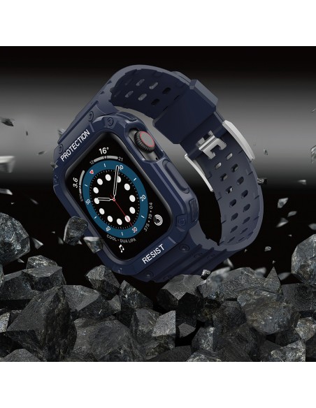 Apsaugokite dirželio juostą su dėklu Apple Watch 7 / 6 / 5 / 4 / 3 / 2 / SE (45 / 44 / 42 mm) dėklas, šarvuotas laikrodž...