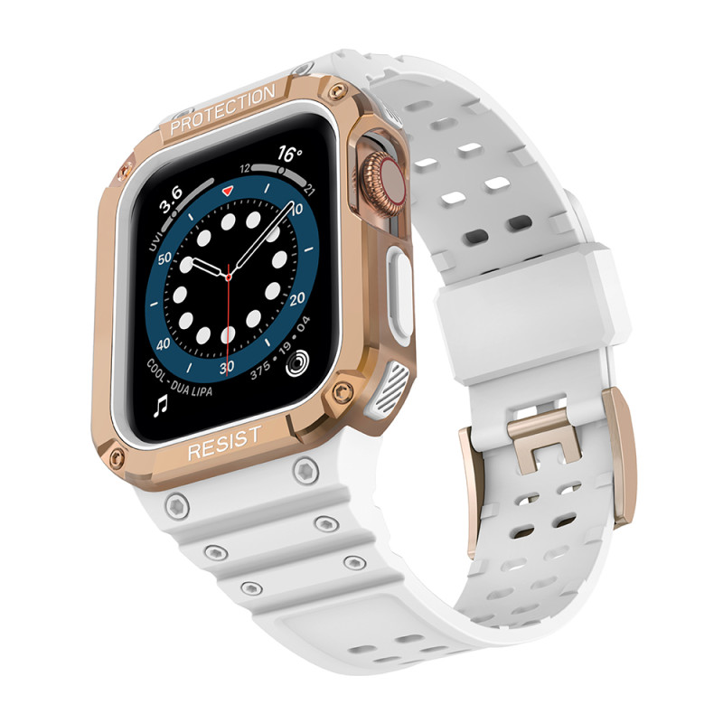 Apsaugokite dirželį su dėklu Apple Watch 7/ 6/ 5/ 4/ 3/ 2/ SE (41/ 40/ 38mm) dėklas Šarvuotas laikrodžio dangtelis balta...