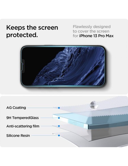 Spigen Glas.tR EZ Fit grūdintas stiklas, skirtas iPhone 13/ 13 Pro/ 14