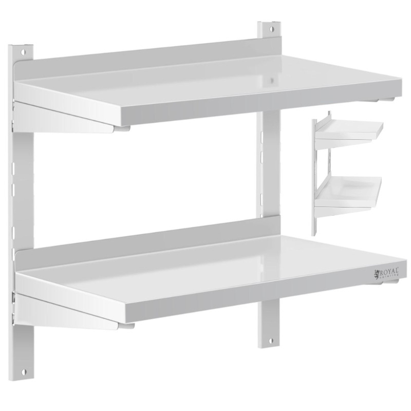 Dviguba reguliuojama sieninė gastronominė lentyna STEEL 60 x 30 cm
