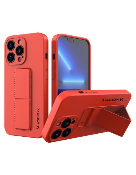 Wozinsky Kickstand Case silikoninis dėklas su stovu iPhone 13 Pro raudonas