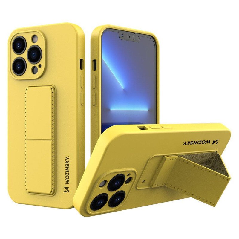 Wozinsky Kickstand Case silikoninis dėklas su stovu iPhone 13 Pro geltonas Wozinsky Kickstand Case silikoninis dėklas su stovu iPhone 13 Pro geltonas