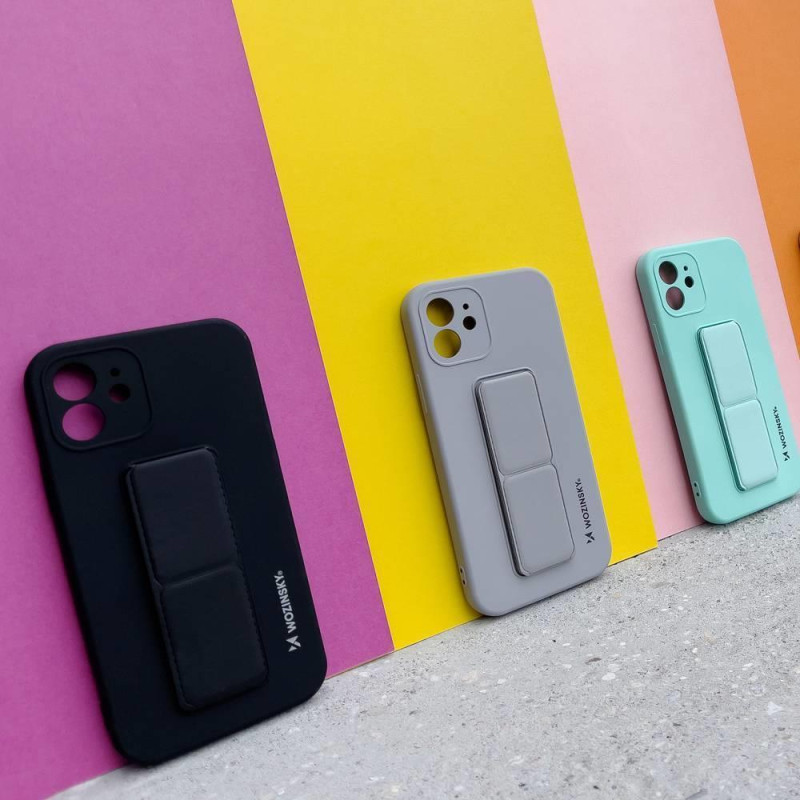 Wozinsky Kickstand Case silikoninis dėklas su stovu iPhone 13 Pro geltonas