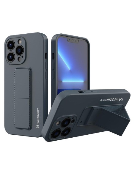 Wozinsky Kickstand Case silikoninis dėklas su stovu iPhone 13 mini tamsiai mėlynai