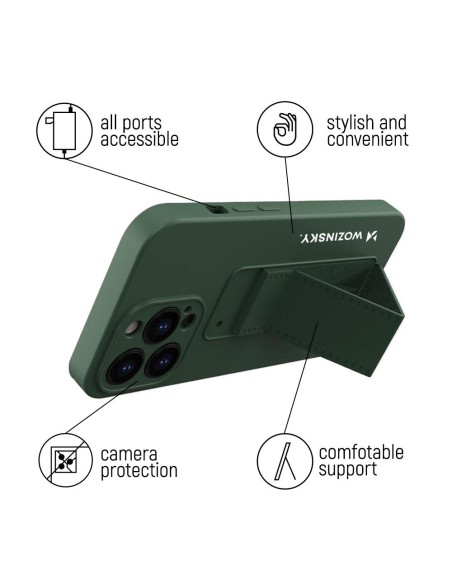 Wozinsky Kickstand Case silikoninis dėklas su stovu iPhone 13 mini tamsiai mėlynai