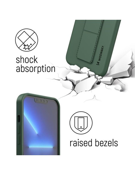 Wozinsky Kickstand Case silikoninis dėklas su stovu iPhone 13 mini tamsiai mėlynai