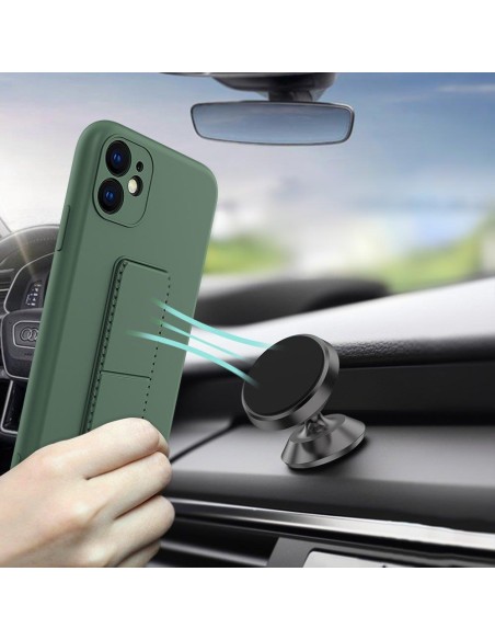 Wozinsky Kickstand Case silikoninis dėklas su stovu iPhone 13 mini tamsiai mėlynai
