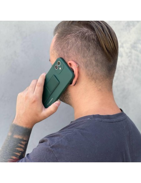 Wozinsky Kickstand Case silikoninis dėklas su stovu iPhone 13 mini tamsiai mėlynai