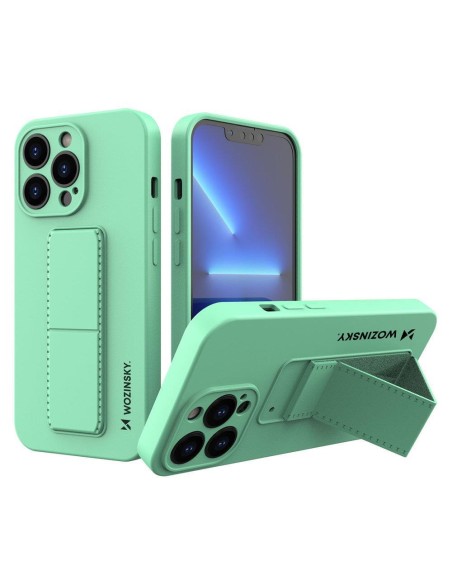 Wozinsky Kickstand Case silikoninis dėklas su stovu iPhone 13 mini mint