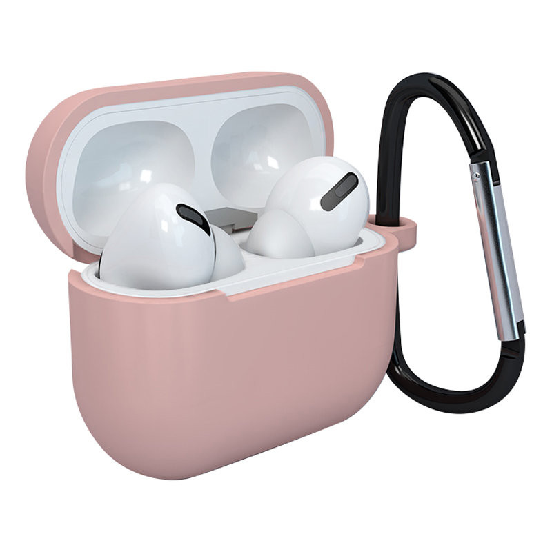 „AirPods 3“ dėklas, silikoninis minkštas ausinių dangtelis + raktų pakabukas, karabinas, pakabukas, rausvas (dėklas D)
