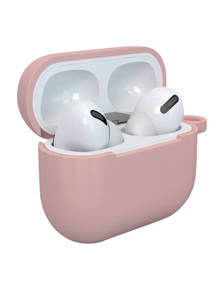 „AirPods 3“ dėklas, silikoninis minkštas ausinių dangtelis + raktų pakabukas, karabinas, pakabukas, rausvas (dėklas D)