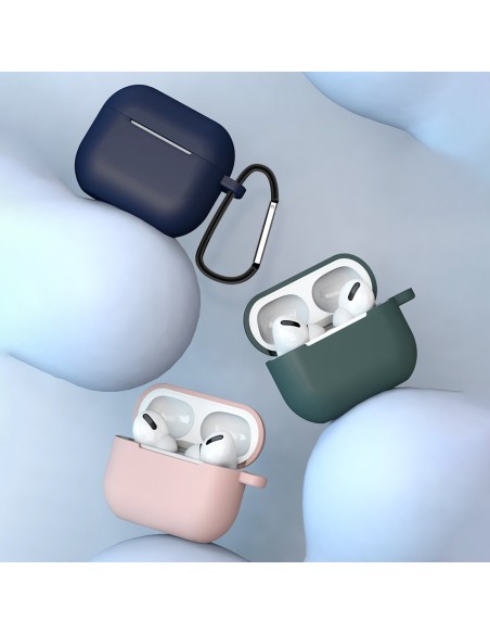 „AirPods 3“ dėklas, silikoninis minkštas ausinių dangtelis + raktų pakabukas, karabinas, pakabukas, rausvas (dėklas D)
