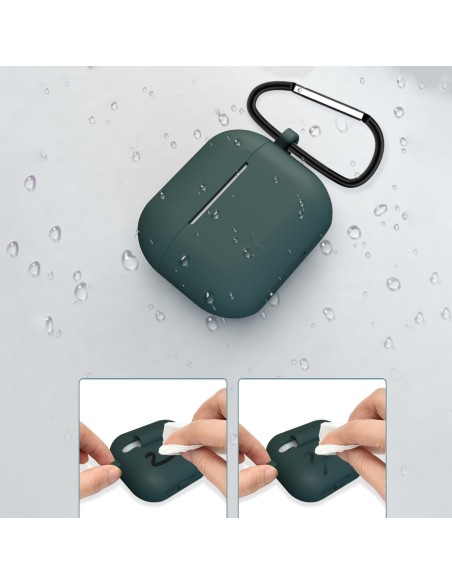 „AirPods 3“ dėklas, silikoninis minkštas ausinių dangtelis + raktų pakabukas, karabinas, pakabukas, rausvas (dėklas D)