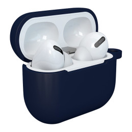 „AirPods 3“ dėklas, silikoninis minkštas ausinių dangtelis + raktų pakabukas „Lobster“ pakabukas tamsiai mėlynas (D dėkl...