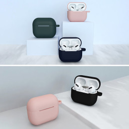„AirPods 3“ dėklas, silikoninis minkštas ausinių dangtelis + raktų pakabukas „Lobster“ pakabukas tamsiai mėlynas (D dėkl...