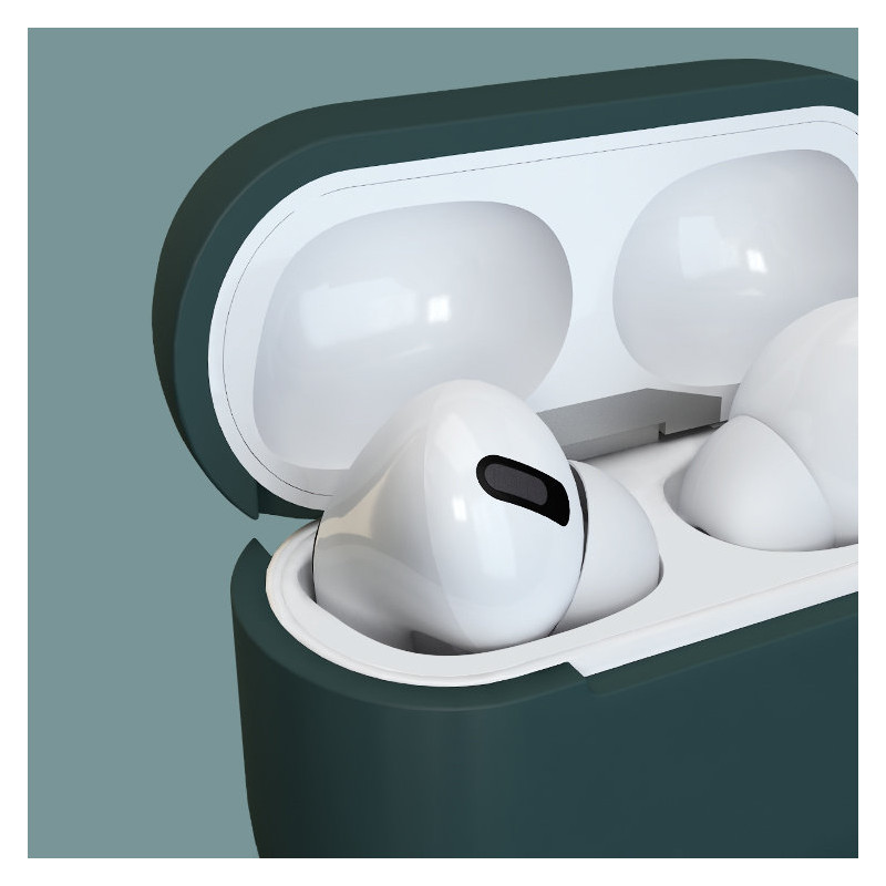 „AirPods 3“ dėklas, silikoninis minkštas ausinių dangtelis + raktų pakabukas, juodas omarų pakabukas (D dėklas)