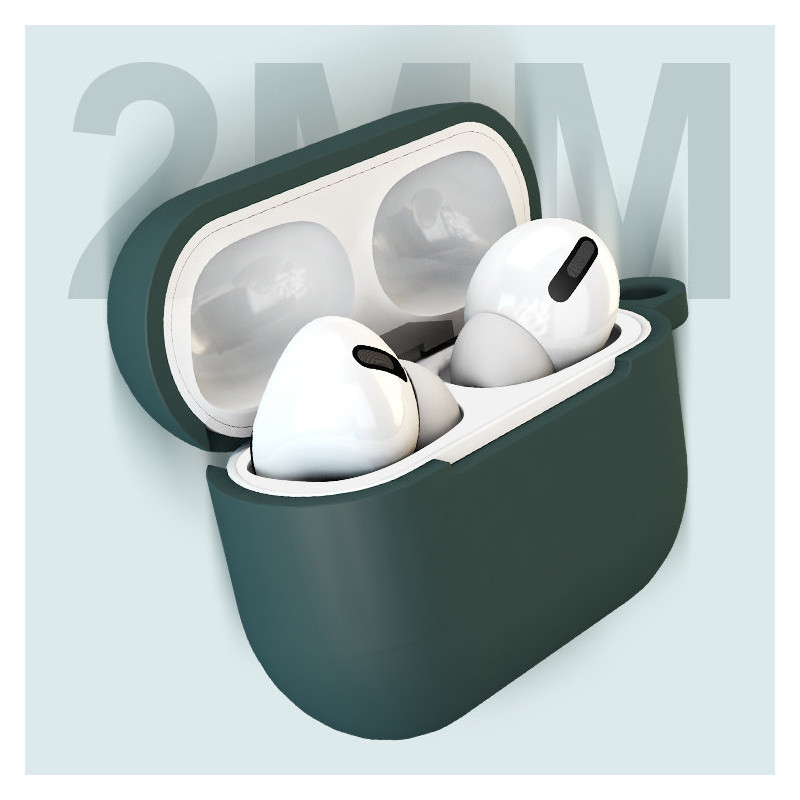 „AirPods 3“ dėklas, silikoninis minkštas ausinių dangtelis + raktų pakabukas, juodas omarų pakabukas (D dėklas)