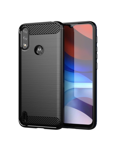 Carbon Case lankstus dangtelis Motorola Moto E7i Power juodas Carbon Case lankstus dangtelis Motorola Moto E7i Power juodas