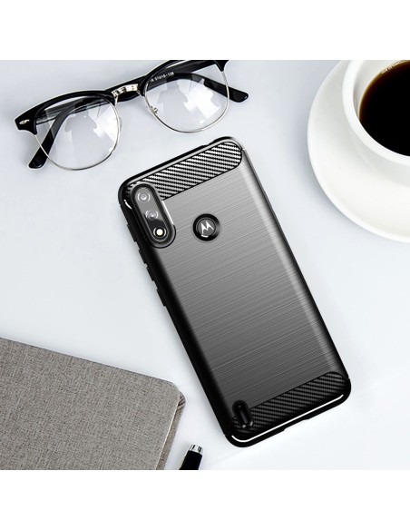 Carbon Case lankstus dangtelis Motorola Moto E7i Power juodas Carbon Case lankstus dangtelis Motorola Moto E7i Power juodas