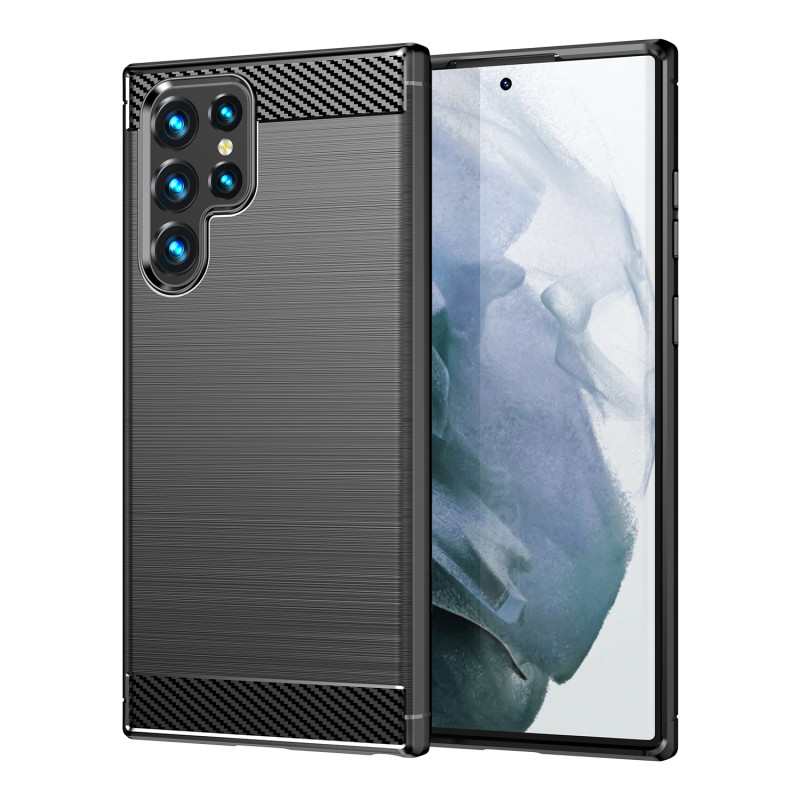 Carbon Case lankstus dangtelis Samsung Galaxy S22 Ultra juodas Carbon Case lankstus dangtelis Samsung Galaxy S22 Ultra juodas