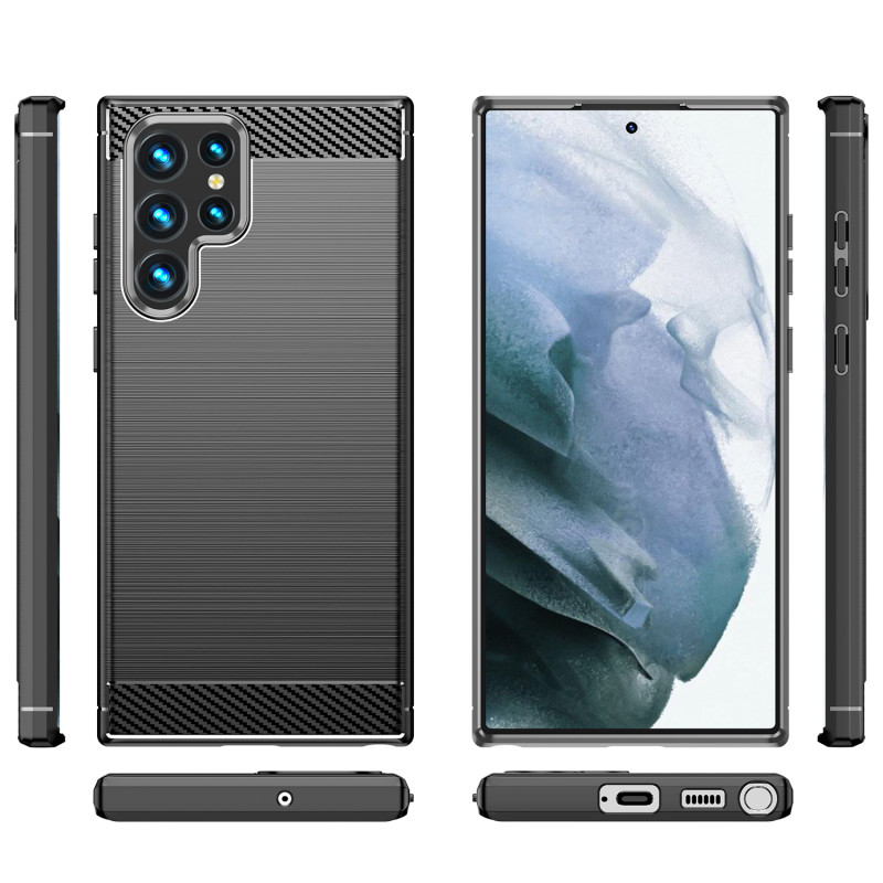 Carbon Case lankstus dangtelis Samsung Galaxy S22 Ultra juodas