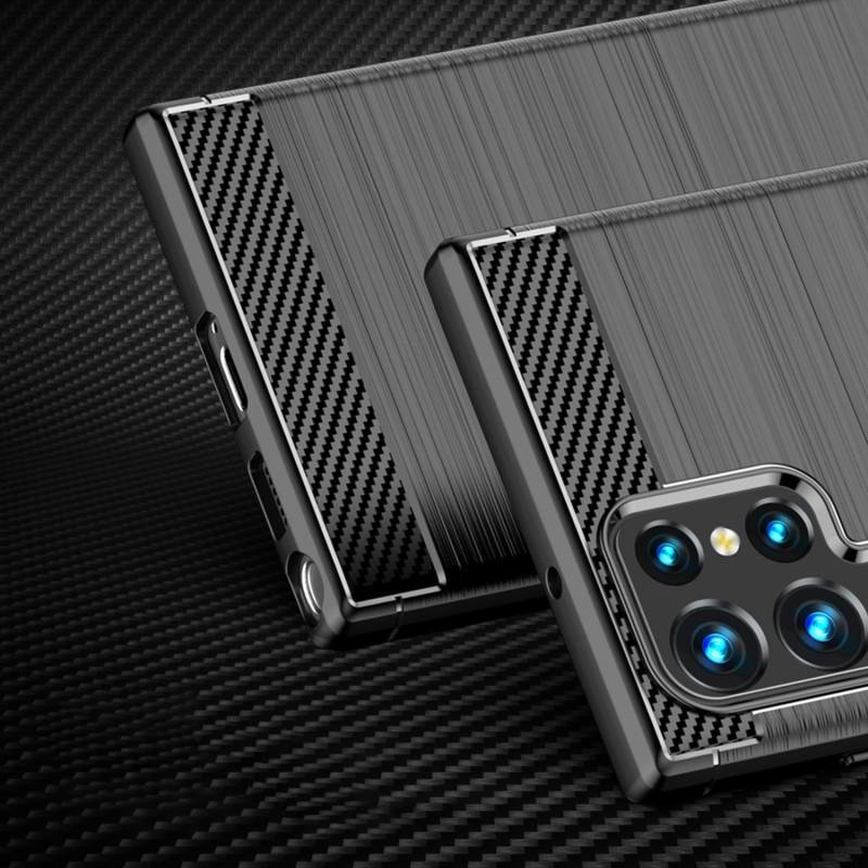 Carbon Case lankstus dangtelis Samsung Galaxy S22 Ultra juodas