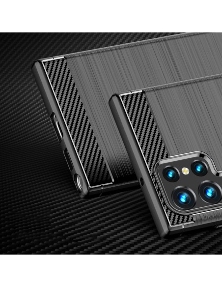 Carbon Case lankstus dangtelis Samsung Galaxy S22 Ultra juodas Carbon Case lankstus dangtelis Samsung Galaxy S22 Ultra juodas