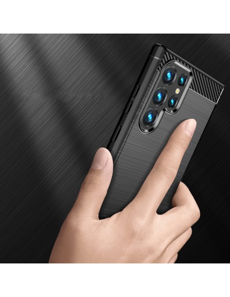 Carbon Case lankstus dangtelis Samsung Galaxy S22 Ultra juodas Carbon Case lankstus dangtelis Samsung Galaxy S22 Ultra juodas