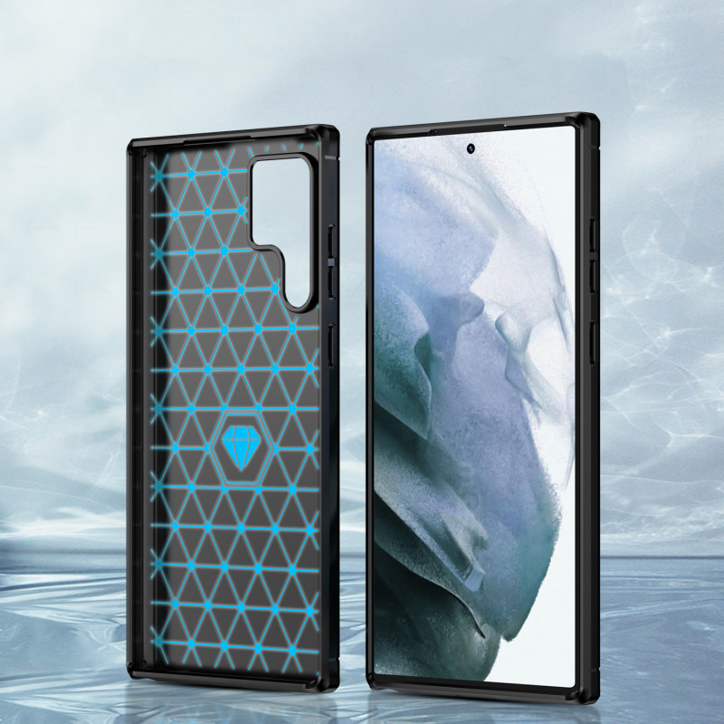 Carbon Case lankstus dangtelis Samsung Galaxy S22 Ultra juodas