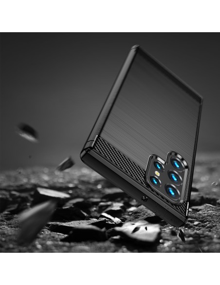 Carbon Case lankstus dangtelis Samsung Galaxy S22 Ultra juodas Carbon Case lankstus dangtelis Samsung Galaxy S22 Ultra juodas